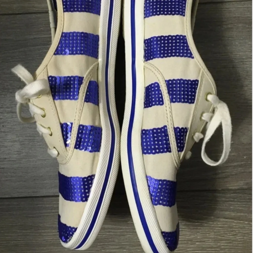 🌟HOST PICK🌟 Kate Spade x KEDS Kick Blue Sequin Striped Sneaker Sz 9 - Picture 6 of 11